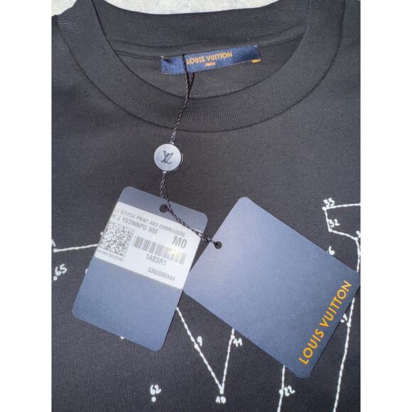 Louis Vuitton LV Stitch Print Embroidery Black White Logo Short Sleeve T-Shirt M - Picture 8 of 16